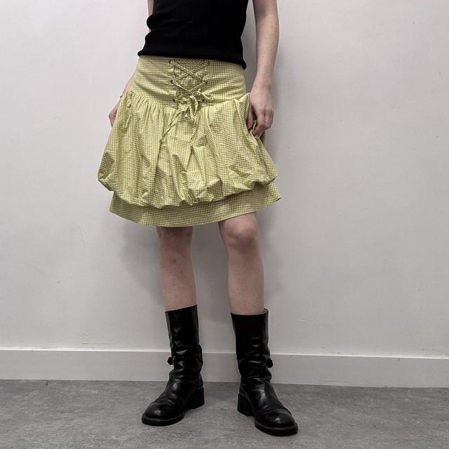 Puff gingham corset mini skirt