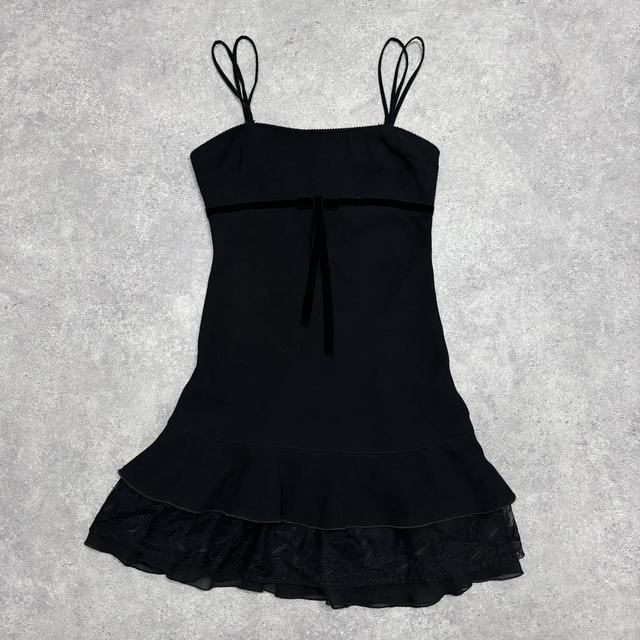 Black ruffle mini dress