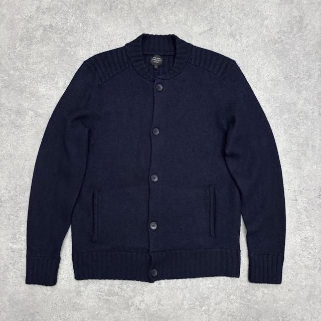 Oversized navy wool cardigan