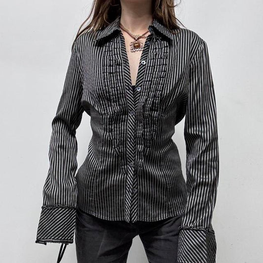 Pinstriped silky fitted shirt