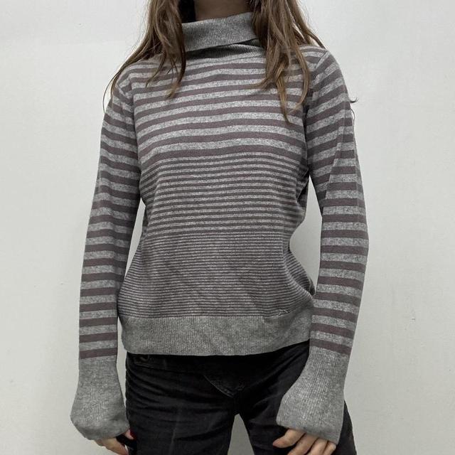 Grey pinstripe slouchy cashmere jumper
