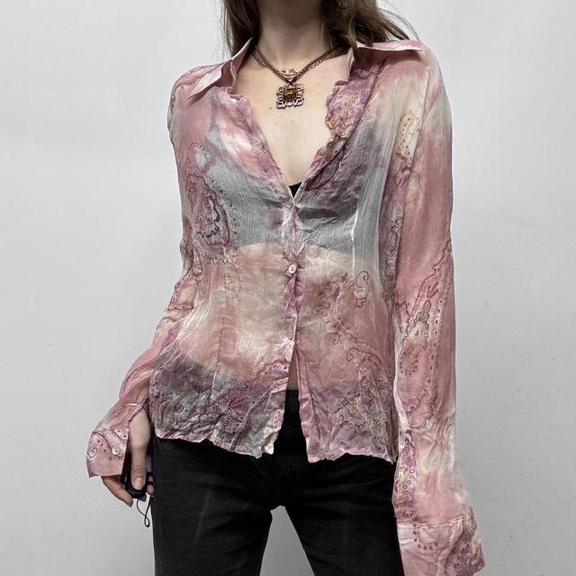 Sheer silk pink paisley shirt
