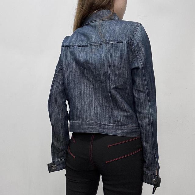 Distressed dark denim jacket