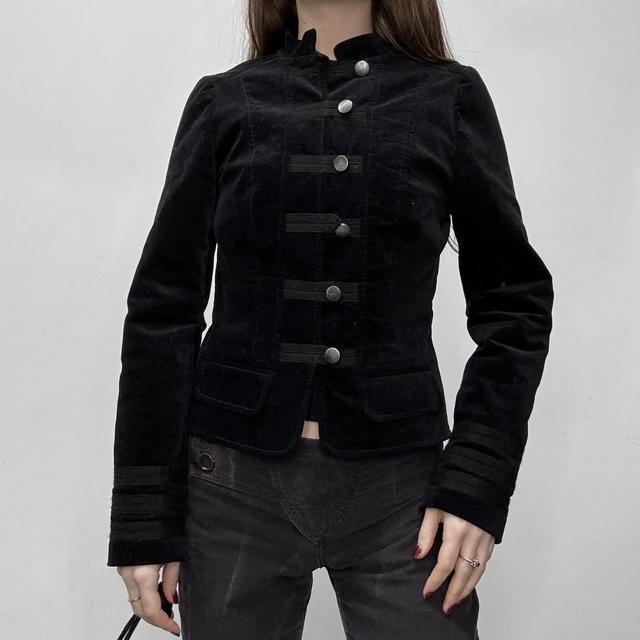 Black military fitted grunge jacket