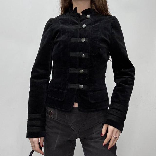 Black military fitted grunge jacket