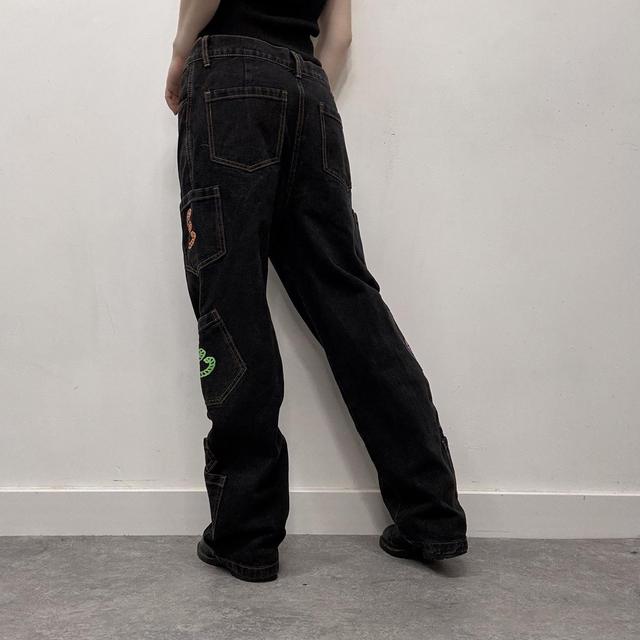 Dark denim graphic jeans