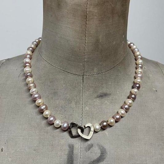 Genuine Pearl heart necklace