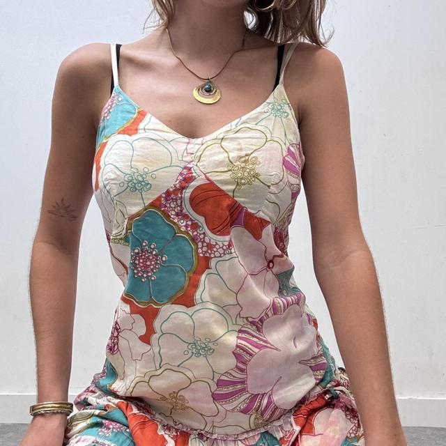 Floral printed flared cotton dress