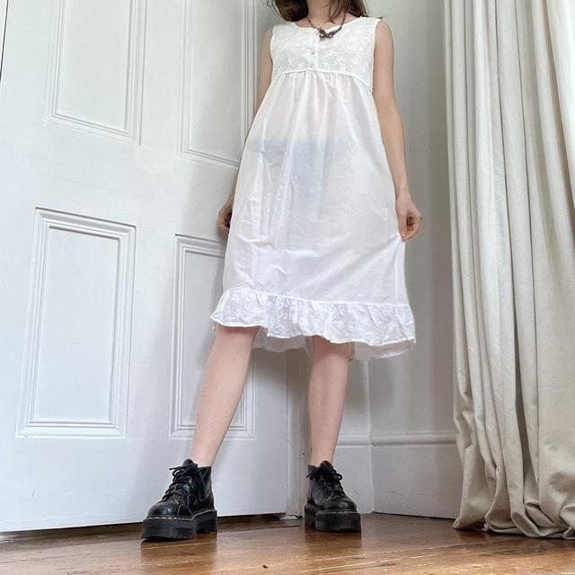 White cotton midi summer dress