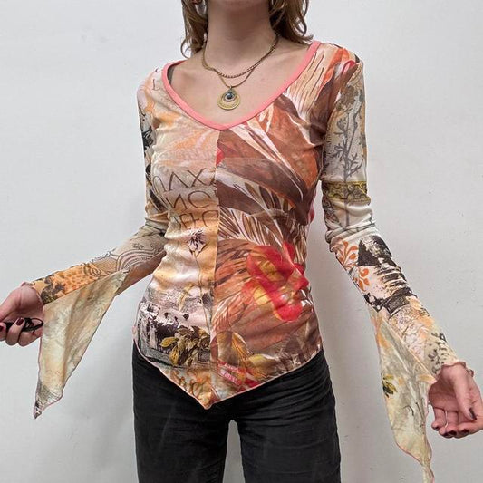 Graphic text abstract printed graphic mesh top