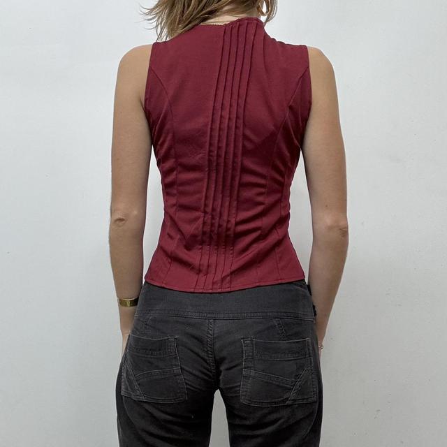 Red corset lace up bow vest