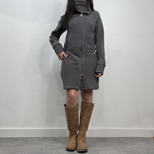Grey fleece long jacket cardigan