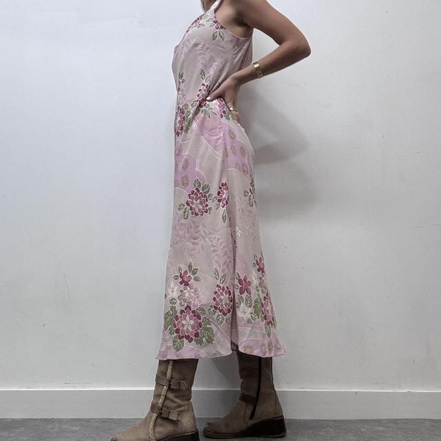 Pink floral printed maxi dress