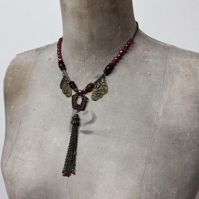 Boho hammered metal chain necklace