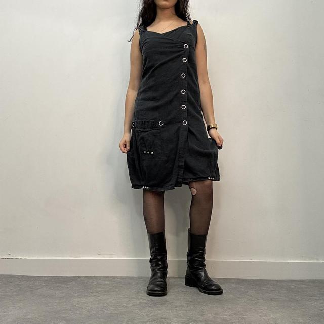 Eyelet studded asymmetric dress