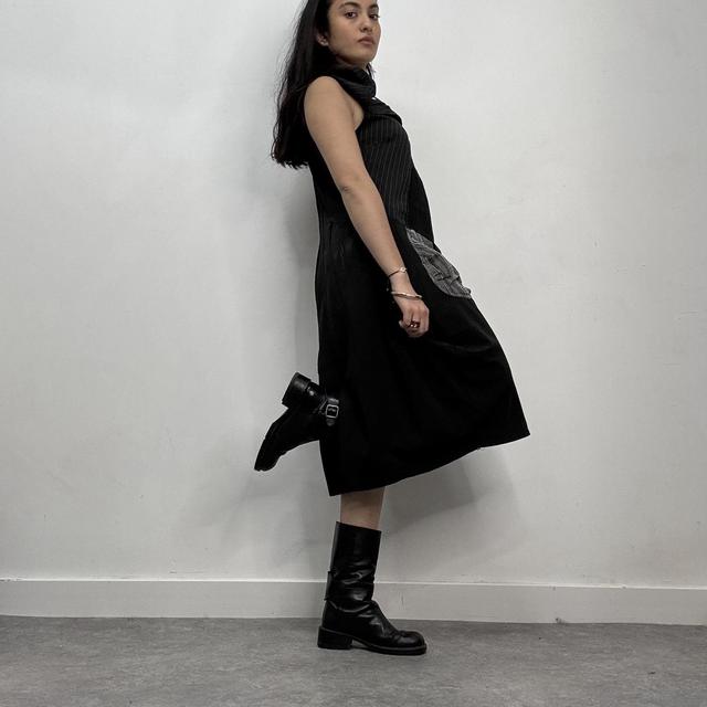 Pinstripe structured cargo dress