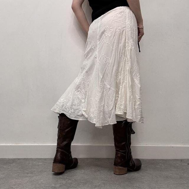 White cotton flared maxi skirt