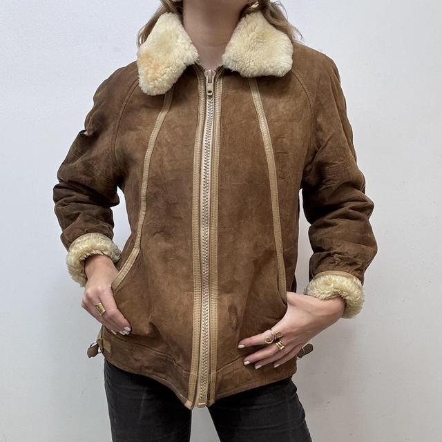 Brown suede sheepskin jacket