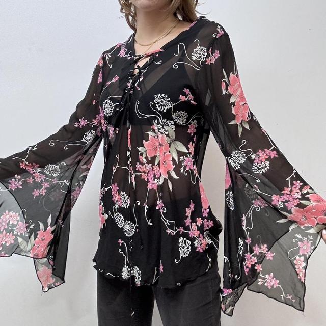 Sheer black flared fairy top
