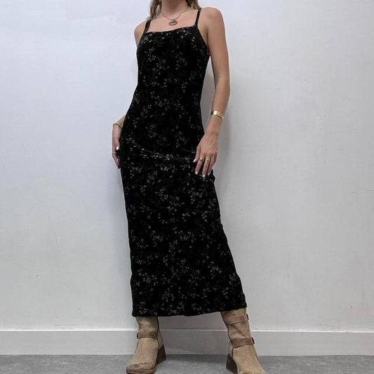 Black floral aline maxi dress