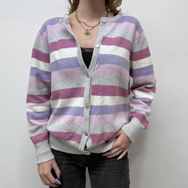 Stripy wool pastel cardigan