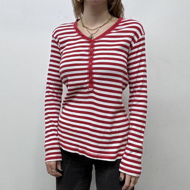 Ribbed stripe slouchy T-shirt