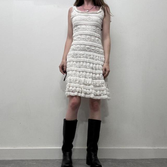 White lace flared coquette dress