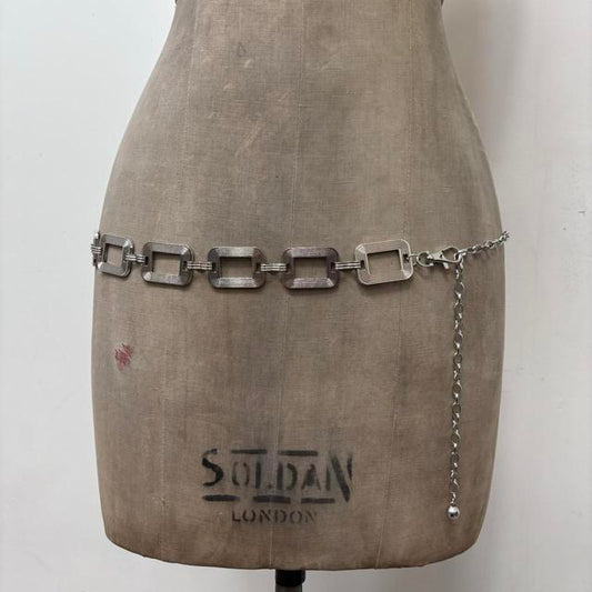 Silver chunky chain belt