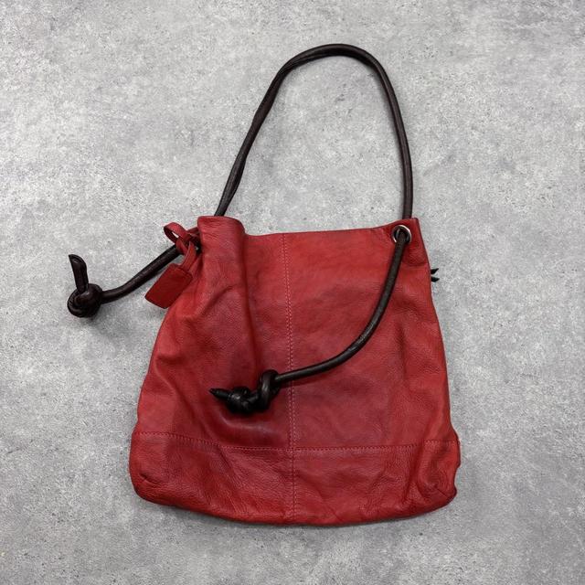 Red leather crossbody bag