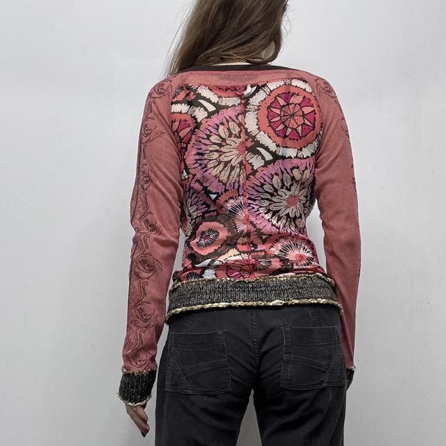 Graphic patterned sheer zip cardigan