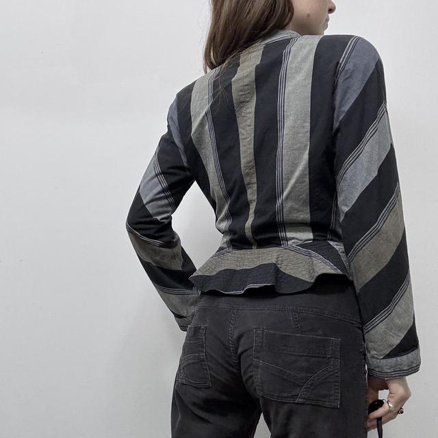 Pinstripe flared cropped jacket