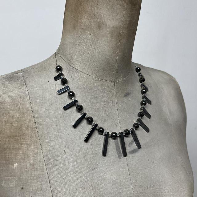 Beaded gothic hematite necklace