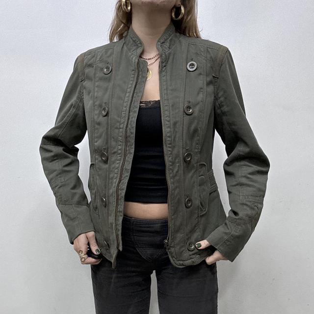 Green metal button stud jacket
