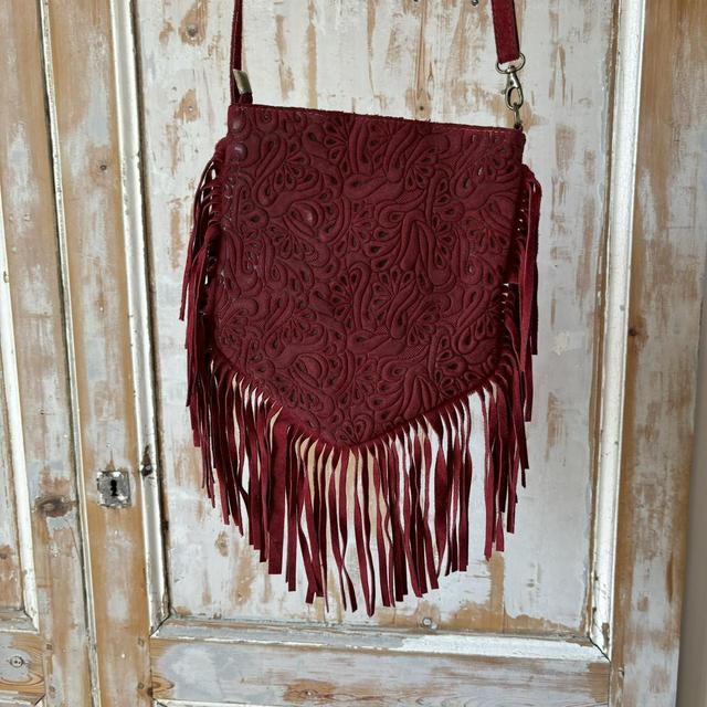 Red suede western bag
