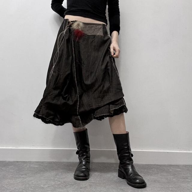 Grunge pinstripe layered puff skirt