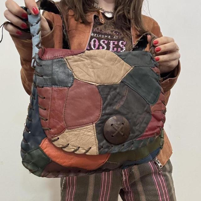Patchwork leather hippy bag