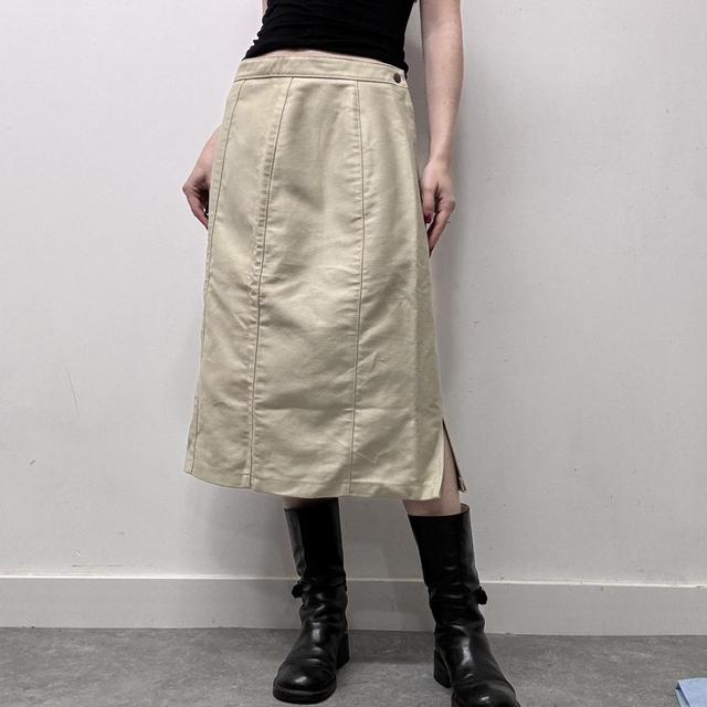 Cream canvas midi skirt