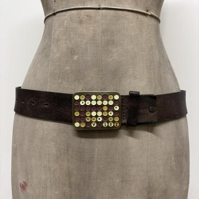Brown slouchy buckle belt