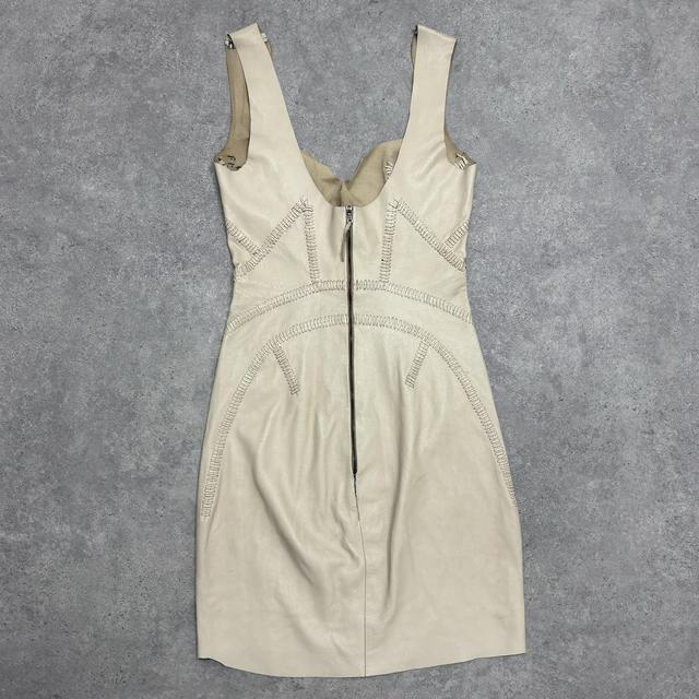 Cream leather archival structured dress