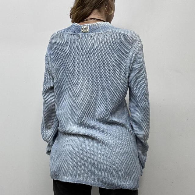 Distressed wash texture knit jumper