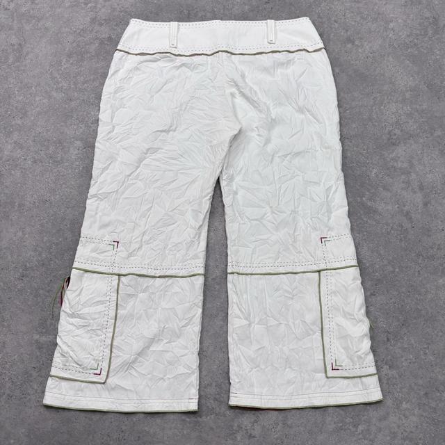 White flared crinkle hippie trousers