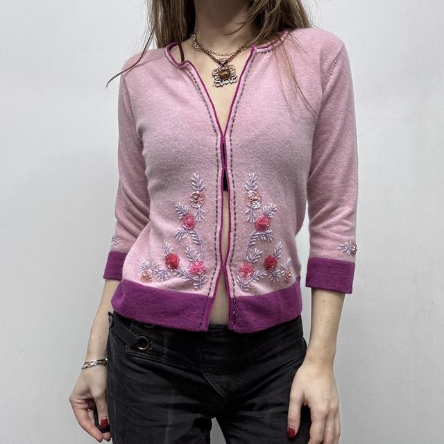 Pink wool knitted fairy cardigan