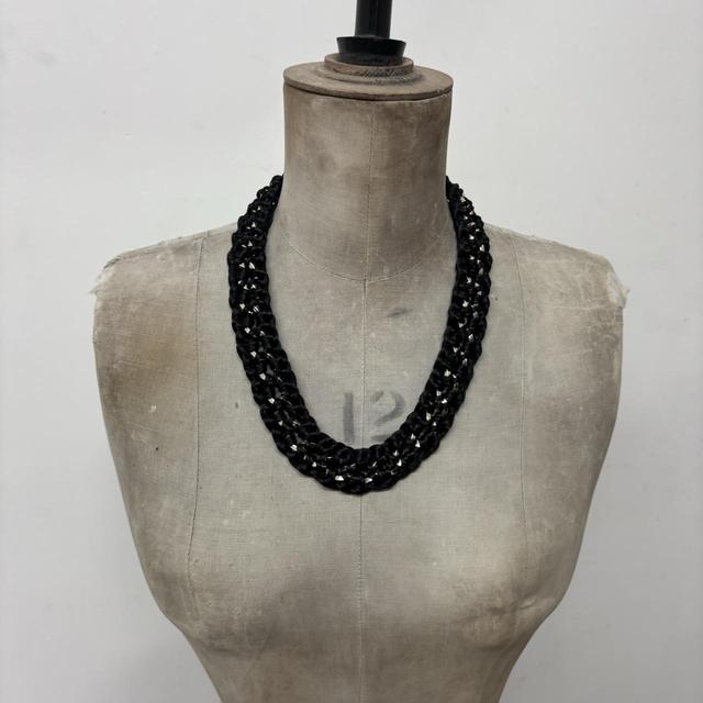 Black woven rope chain necklace