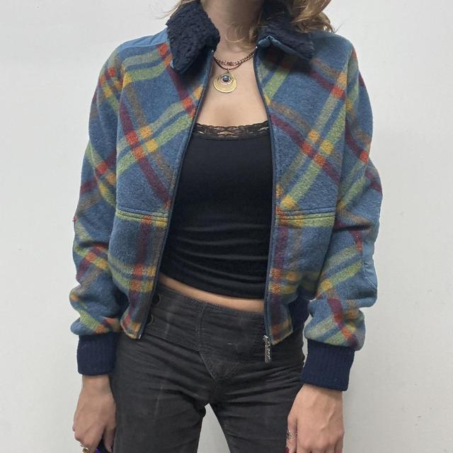 Tartan checked bomber jacket
