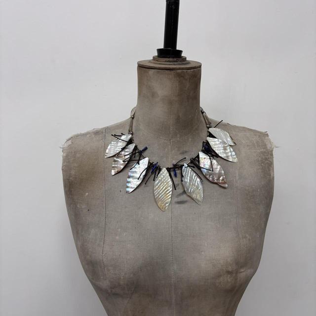 Boho fairy pearl leaf necklace
