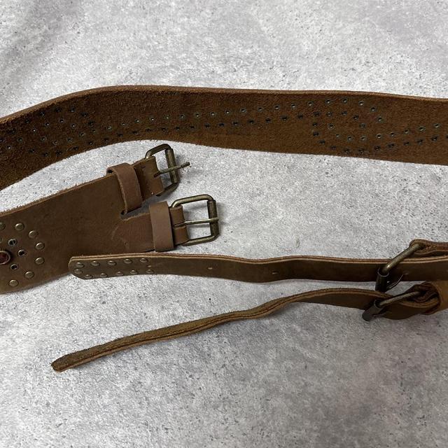 Brown buckle studded belt
