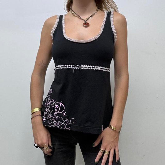 Black bow ribbon Lace vest