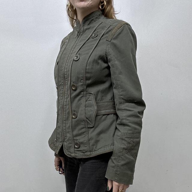 Green metal button stud jacket
