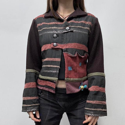 Flared hippie asymmetric jacket