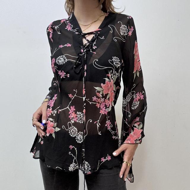 Sheer black flared fairy top